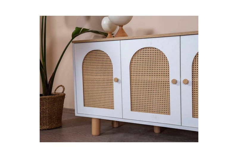 Konsoli Terra Valkoinen / Tammi - Keskisävyinen puu/Valkoinen - Huonekalut - Pöytä & ruokailuryhmä - Apupöytä & sivupöytä - Konsolipöytä