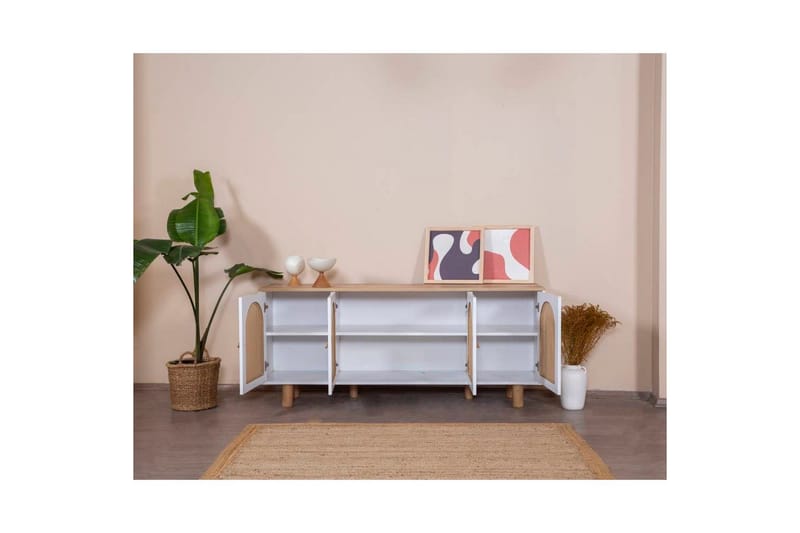 Konsoli Terra Valkoinen / Tammi - Keskisävyinen puu/Valkoinen - Huonekalut - Pöytä & ruokailuryhmä - Apupöytä & sivupöytä - Konsolipöytä