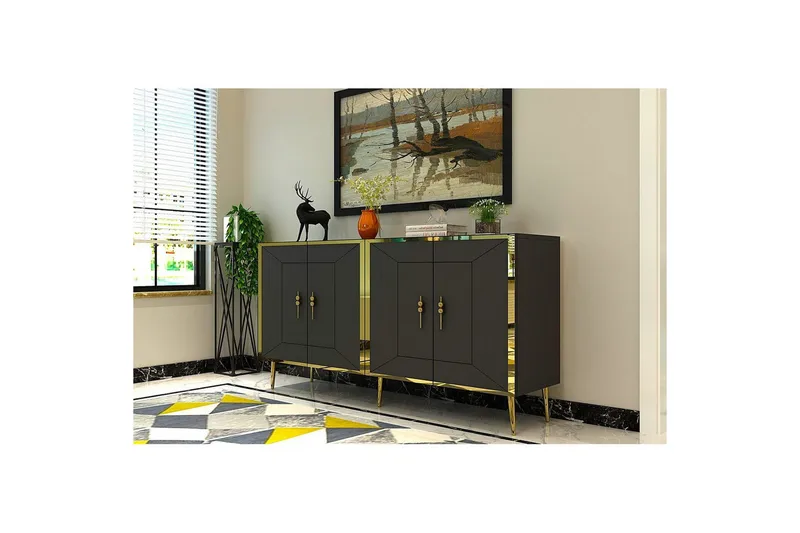 Konsoli Virdel Antrasiitti / Kulta - Antrasiitti / Kulta - Huonekalut - Pöytä & ruokailuryhmä - Apupöytä & sivupöytä - Konsolipöytä