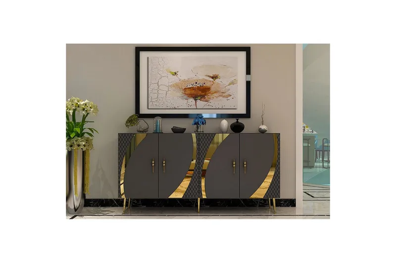 Konsoli Zoman Antrasiitti / Kulta - Antrasiitti / Kulta - Huonekalut - Pöytä & ruokailuryhmä - Apupöytä & sivupöytä - Konsolipöytä