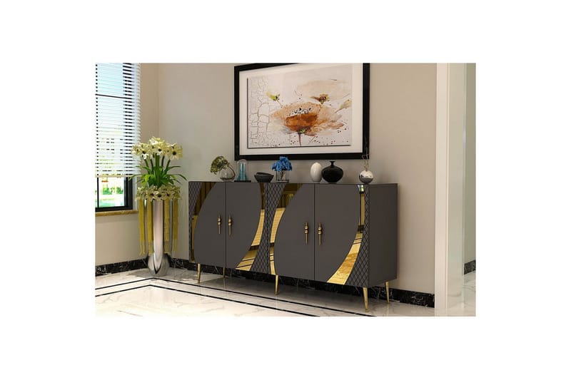 Konsoli Zoman Antrasiitti / Kulta - Antrasiitti / Kulta - Huonekalut - Pöytä & ruokailuryhmä - Apupöytä & sivupöytä - Konsolipöytä
