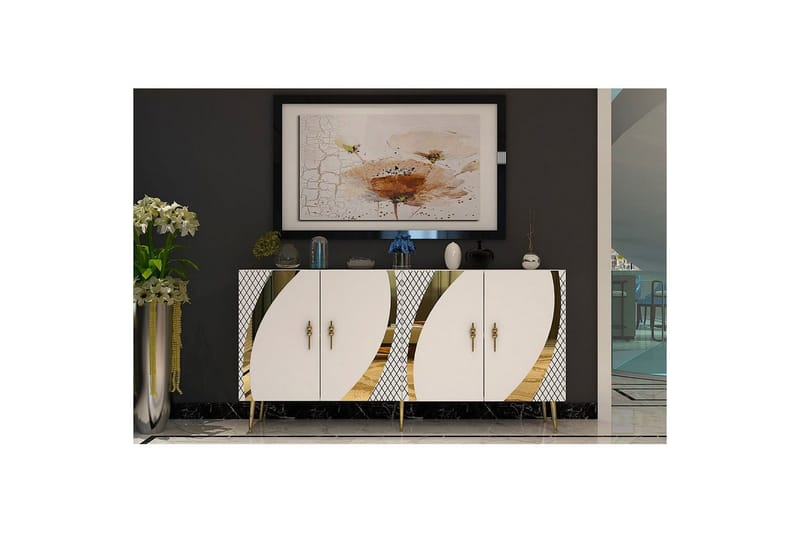 Konsoli Zoman Valkoinen / Kulta - Valkoinen / Kulta - Huonekalut - Pöytä & ruokailuryhmä - Apupöytä & sivupöytä - Konsolipöytä