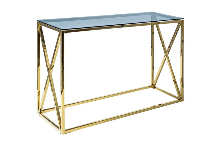 Apupöytä Aghien 120 cm - Lasi/Musta/Kulta - Konsolipöytä - Eteispöytä