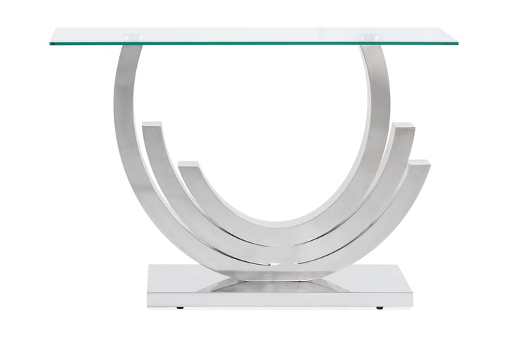 Apupöytä Climent 120 cm - Ruostumaton/Lasi/Läpinäkyvä - Konsolipöytä - Eteispöytä