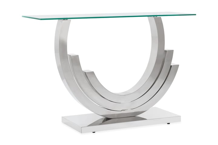 Apupöytä Climent 120 cm - Ruostumaton/Lasi/Läpinäkyvä - Konsolipöytä - Eteispöytä