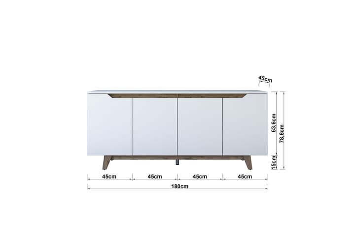 Apupöytä Crozon 180 cm - Valkoinen/Tummanruskea - Konsolipöytä - Eteispöytä