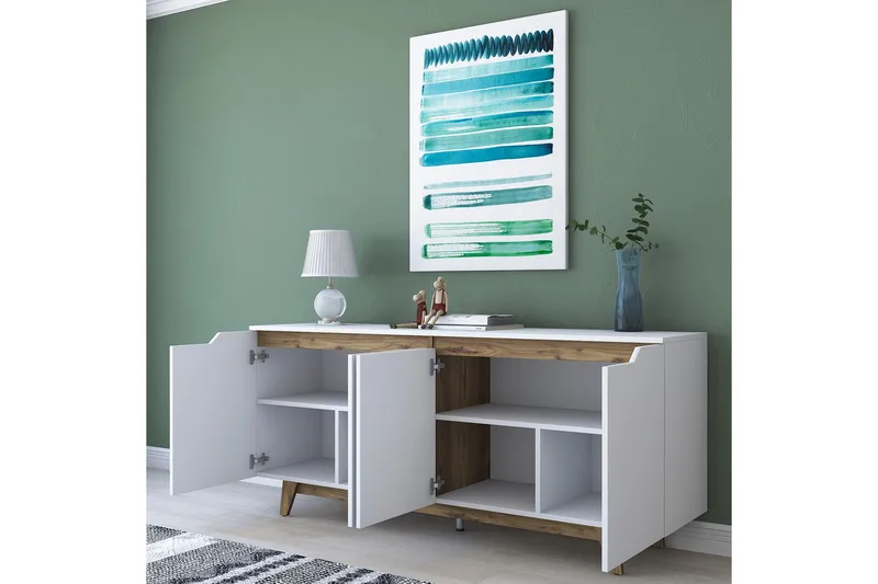 Apupöytä Crozon 180 cm - Valkoinen/Tummanruskea - Huonekalut - Pöytä & ruokailuryhmä - Apupöytä & sivupöytä - Konsolipöytä