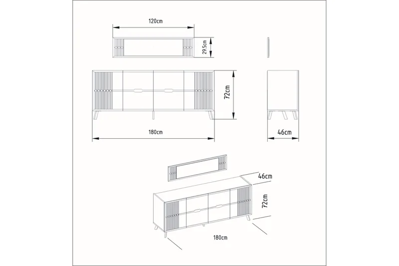 Apupöytä Fridaria 180 cm - Valkoinen - Huonekalut - Pöytä & ruokailuryhmä - Apupöytä & sivupöytä - Konsolipöytä
