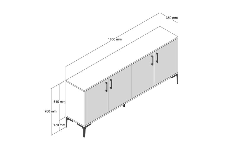 Apupöytä Merkesa 180 cm - Valkoinen - Konsolipöytä - Eteispöytä