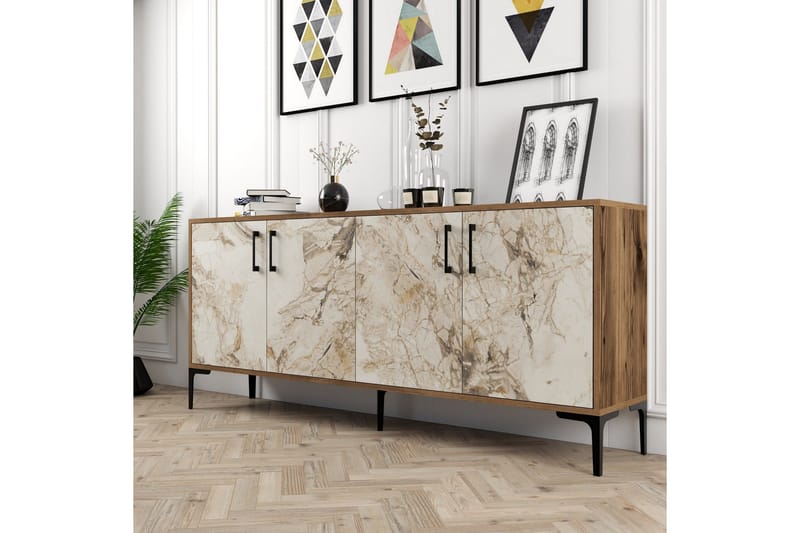 Apupöytä Merkesa 180 cm - Pähkinä/Valkoinen - Huonekalut - Pöytä & ruokailuryhmä - Apupöytä & sivupöytä - Konsolipöytä