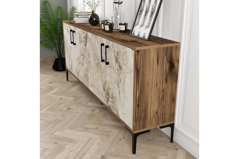 Apupöytä Merkesa 180 cm - Pähkinä/Valkoinen - Huonekalut - Pöytä & ruokailuryhmä - Apupöytä & sivupöytä - Konsolipöytä