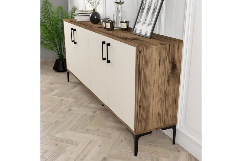 Apupöytä Merkesa 180 cm - Pähkinä/kermanvalkoinen - Huonekalut - Pöytä & ruokailuryhmä - Apupöytä & sivupöytä - Konsolipöytä