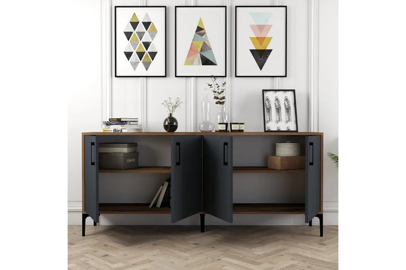 Apupöytä Merkesa 180 cm - Pähkinä/antrasiitti - Huonekalut - Pöytä & ruokailuryhmä - Apupöytä & sivupöytä - Konsolipöytä