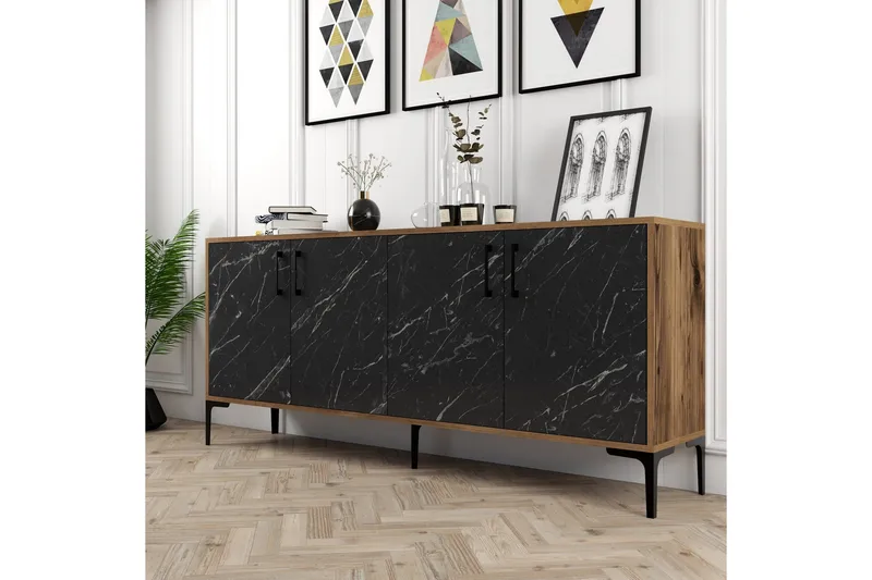 Apupöytä Merkesa 180 cm - Pähkinä / musta - Huonekalut - Pöytä & ruokailuryhmä - Apupöytä & sivupöytä - Konsolipöytä