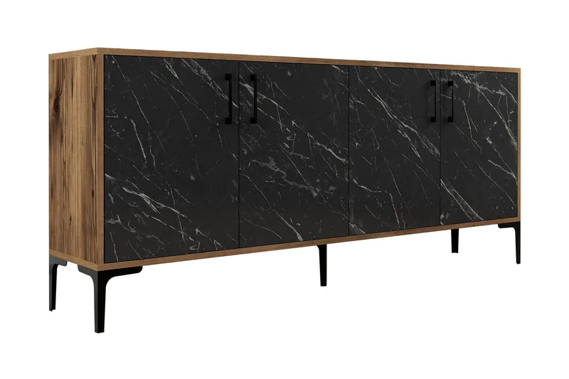 Apupöytä Merkesa 180 cm, Pähkinä / musta