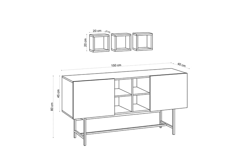 Apupöytä Odetta 150 cm - Sininen/Luonnonväri - Huonekalut - Pöytä & ruokailuryhmä - Apupöytä & sivupöytä - Konsolipöytä