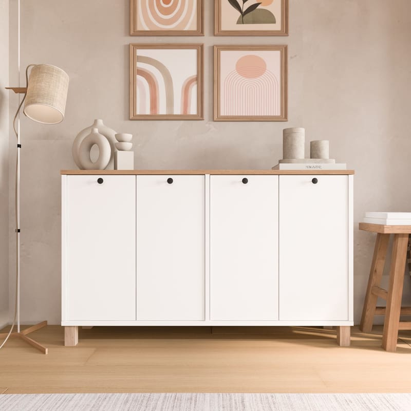 Konsolipöytä Hanah Home Nord (120 x 73,6 x 29,5 cm) Valkotammi - Valkoinen ja tammi - Huonekalut - Pöytä & ruokailuryhmä - Apupöytä & sivupöytä - Eteispöytä