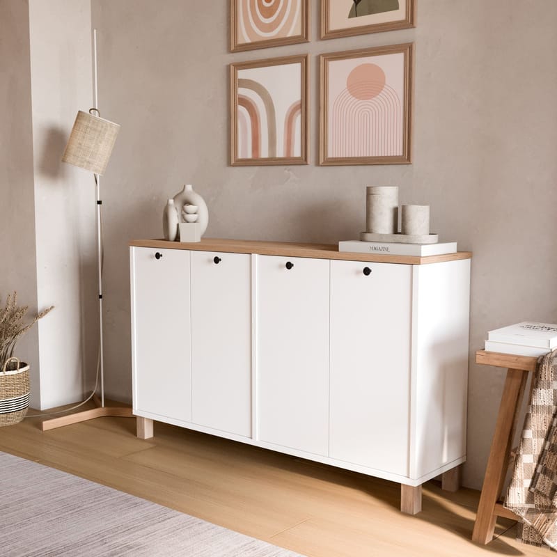 Konsolipöytä Hanah Home Nord (120 x 73,6 x 29,5 cm) Valkotammi - Valkoinen ja tammi - Huonekalut - Pöytä & ruokailuryhmä - Apupöytä & sivupöytä - Eteispöytä