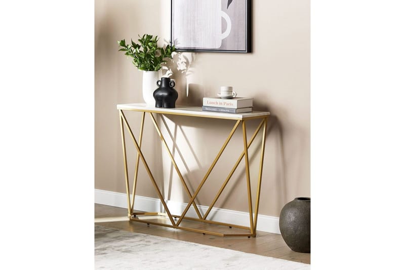 Konsolipöytä Hazen Valkoinen, kulta - Valkoinen, kulta - Huonekalut - Pöytä & ruokailuryhmä - Apupöytä & sivupöytä - Eteispöytä
