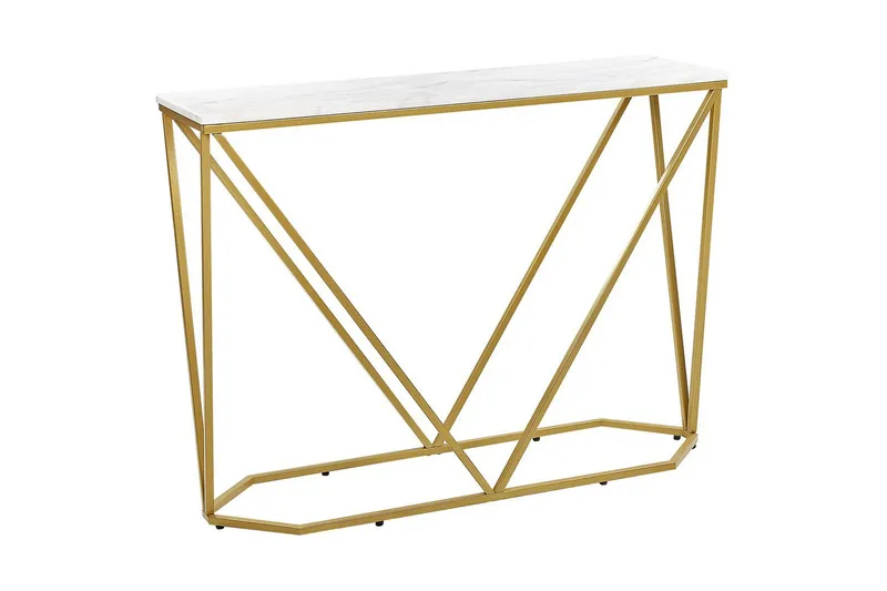 Konsolipöytä Hazen Valkoinen, kulta - Valkoinen, kulta - Huonekalut - Pöytä & ruokailuryhmä - Apupöytä & sivupöytä - Eteispöytä