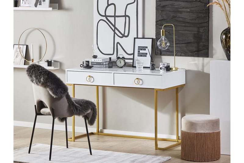 Kirjoituspöytä Westport Valkoinen/Kulta - Valkoinen - Huonekalut - Pöytä & ruokailuryhmä - Apupöytä & sivupöytä - Konsolipöytä