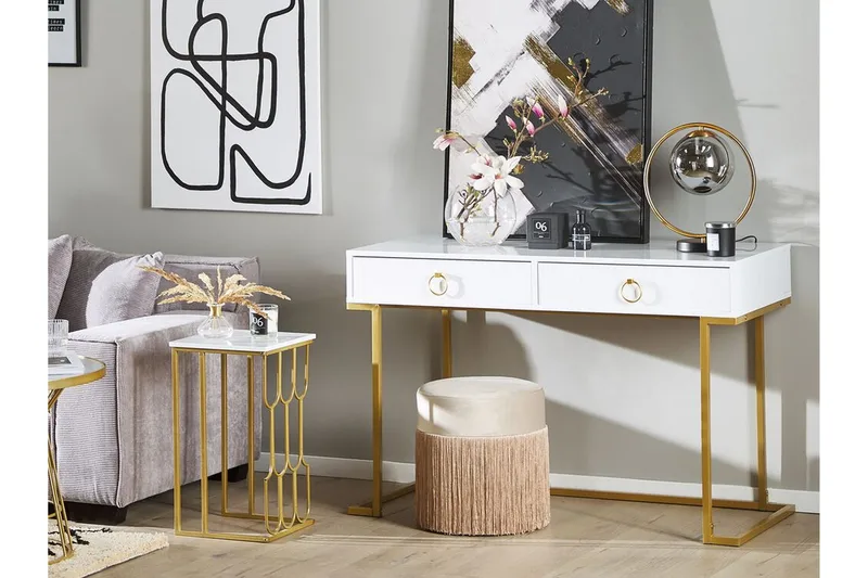 Kirjoituspöytä Westport Valkoinen/Kulta - Valkoinen - Huonekalut - Pöytä & ruokailuryhmä - Apupöytä & sivupöytä - Konsolipöytä