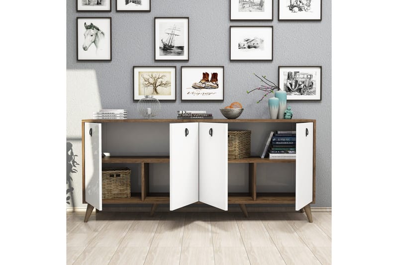 Konsolipöytä Athodna konsolipöytä 180 cm Vit, Mörkbrun - Huonekalut - Pöytä & ruokailuryhmä - Apupöytä & sivupöytä - Konsolipöytä