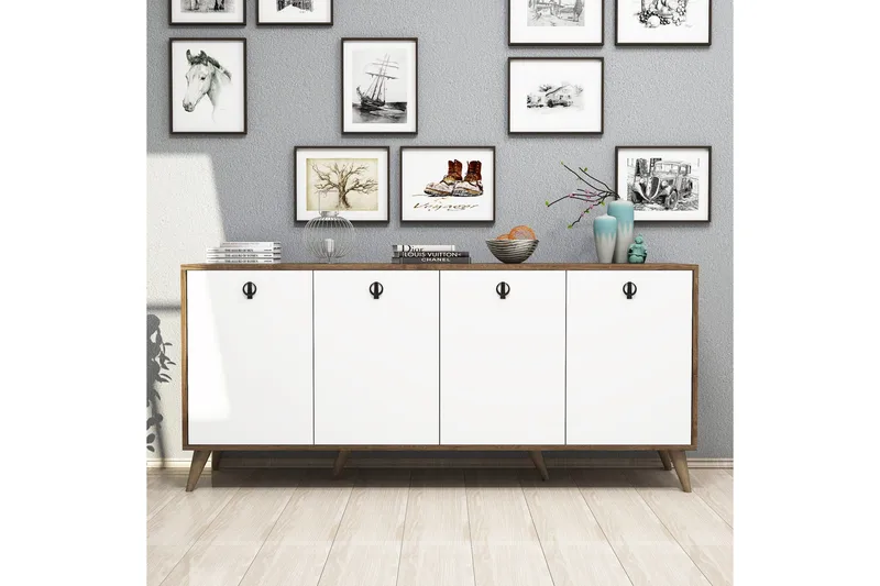 Konsolipöytä Athodna konsolipöytä 180 cm Vit, Mörkbrun - Huonekalut - Pöytä & ruokailuryhmä - Apupöytä & sivupöytä - Konsolipöytä