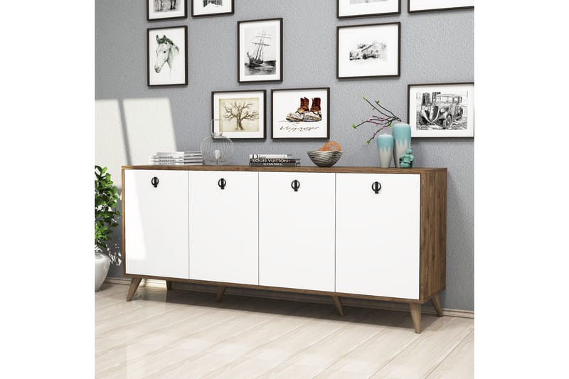 Konsolipöytä Athodna konsolipöytä 180 cm Vit, Mörkbrun - Huonekalut - Pöytä & ruokailuryhmä - Apupöytä & sivupöytä - Konsolipöytä