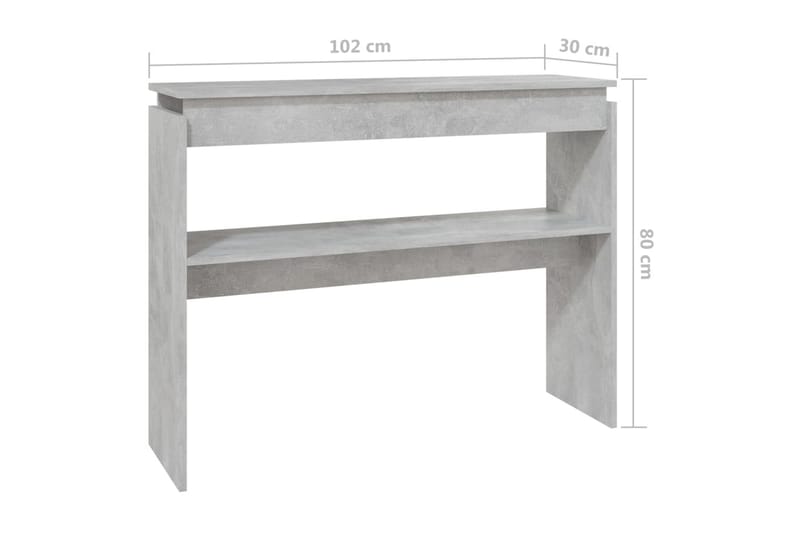 Konsolipöytä betoninharmaa 102x30x80 cm lastulevy - Harmaa - Huonekalut - Pöytä & ruokailuryhmä - Apupöytä & sivupöytä - Konsolipöytä