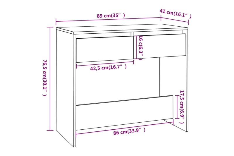 Konsolipöytä betoninharmaa 89x41x76,5 cm teräs - Harmaa - Huonekalut - Pöytä & ruokailuryhmä - Apupöytä & sivupöytä - Konsolipöytä