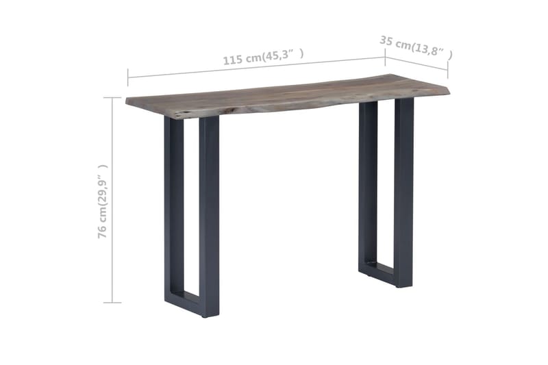 Konsolipöytä harmaa 115x35x76 cm akaasiapuu ja rauta - Harmaa - Huonekalut - Pöytä & ruokailuryhmä - Apupöytä & sivupöytä - Konsolipöytä