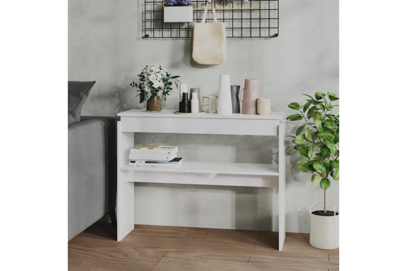 Konsolipöytä korkeakiilto valkoinen 102x30x80 cm lastulevy - Valkoinen - Huonekalut - Pöytä & ruokailuryhmä - Apupöytä & sivupöytä - Konsolipöytä