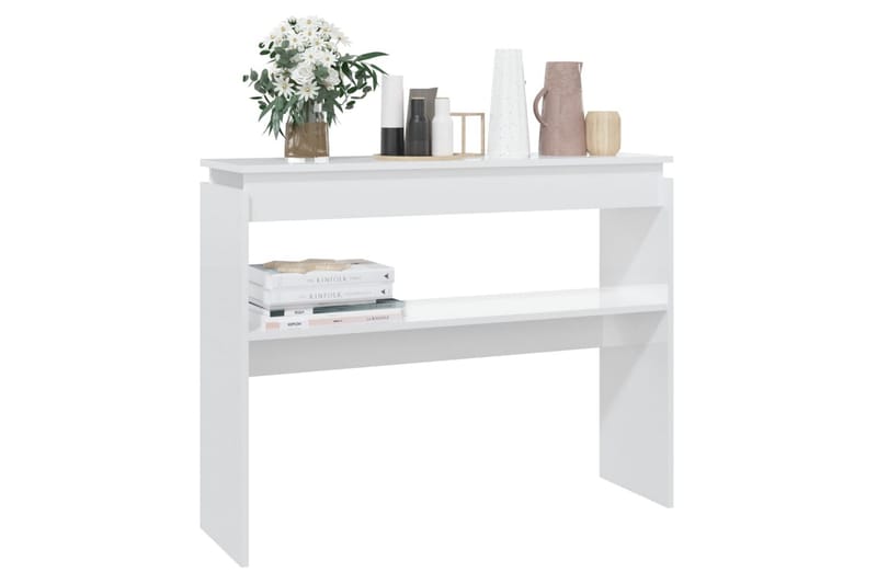 Konsolipöytä korkeakiilto valkoinen 102x30x80 cm lastulevy - Valkoinen - Huonekalut - Pöytä & ruokailuryhmä - Apupöytä & sivupöytä - Konsolipöytä