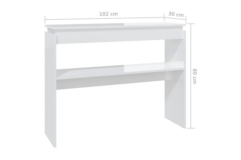 Konsolipöytä korkeakiilto valkoinen 102x30x80 cm lastulevy - Valkoinen - Huonekalut - Pöytä & ruokailuryhmä - Apupöytä & sivupöytä - Konsolipöytä