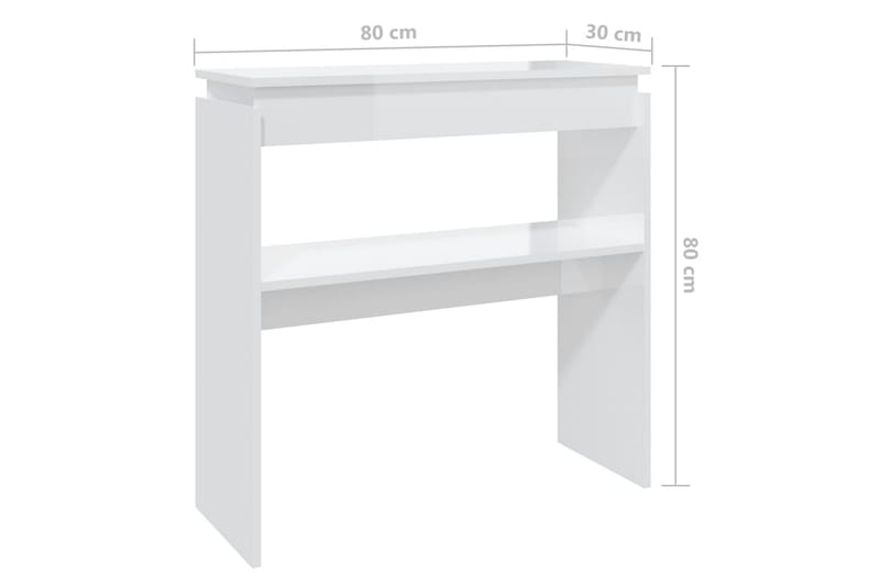 Konsolipöytä korkeakiilto valkoinen 80x30x80 cm lastulevy - Valkoinen - Huonekalut - Pöytä & ruokailuryhmä - Apupöytä & sivupöytä - Konsolipöytä