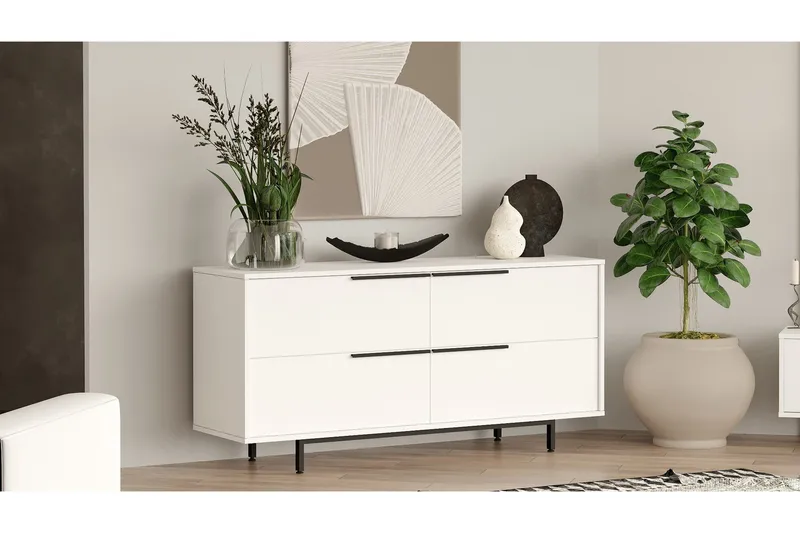 Konsolipöytä Liyakat 160 cm - Valkoinen - Säilytys - Säilytyskalusteet - Lipasto