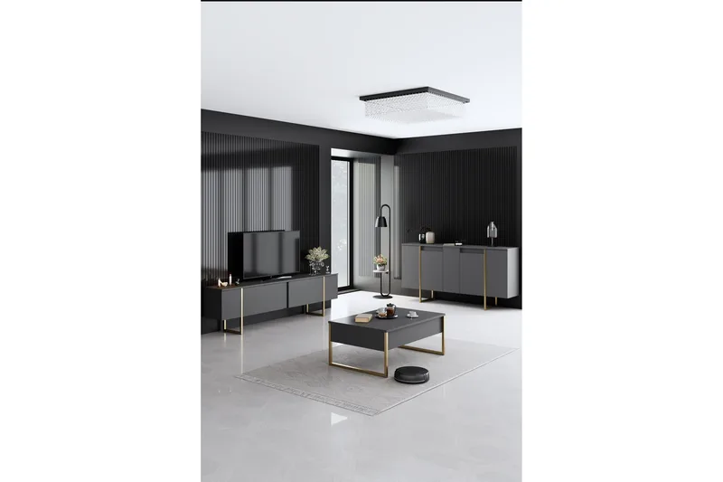 Konsolipöytä Luxe 160 cm - Harmaa/Kulta - Säilytys - Säilytyskalusteet - Senkki