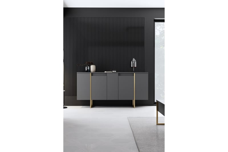 Konsolipöytä Luxe 160 cm - Harmaa/Kulta - Huonekalut - Pöytä & ruokailuryhmä - Apupöytä & sivupöytä - Konsolipöytä