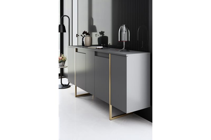 Konsolipöytä Luxe 160 cm - Harmaa/Kulta - Huonekalut - Pöytä & ruokailuryhmä - Apupöytä & sivupöytä - Konsolipöytä