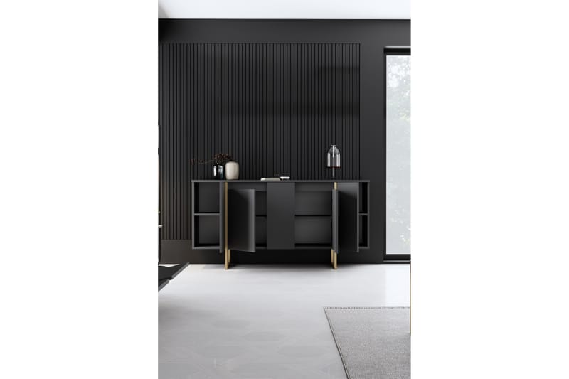 Konsolipöytä Luxe 160 cm - Harmaa/Kulta - Huonekalut - Pöytä & ruokailuryhmä - Apupöytä & sivupöytä - Konsolipöytä