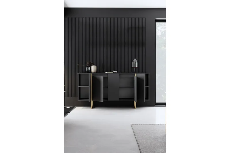 Konsolipöytä Luxe 160 cm - Harmaa/Kulta - Säilytys - Säilytyskalusteet - Senkki