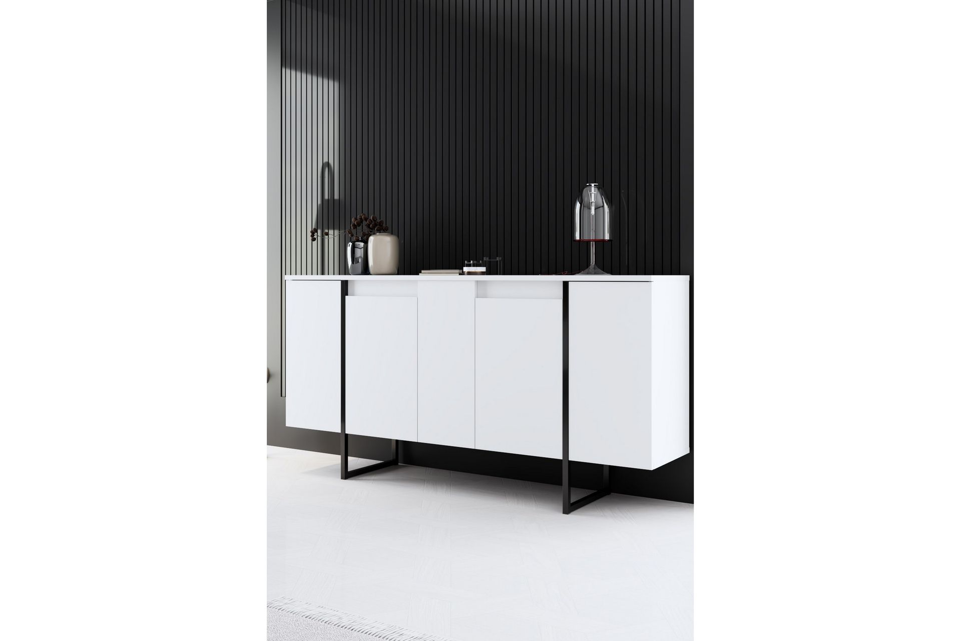 Konsolipöytä Luxe 160 cm - Valkoinen/Musta - Huonekalut - Pöytä & ruokailuryhmä - Apupöytä & sivupöytä - Konsolipöytä