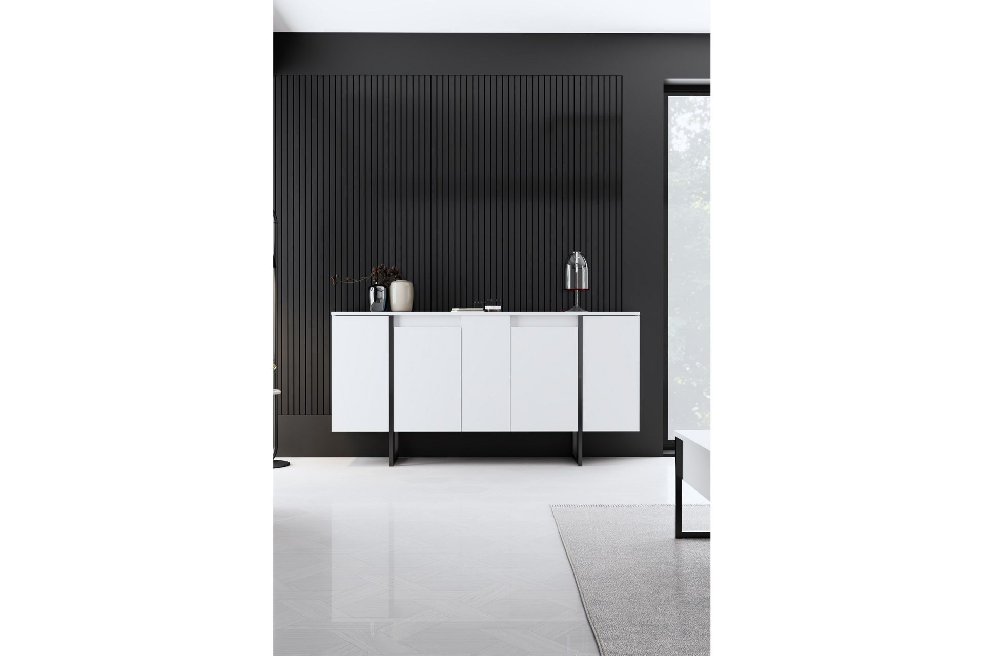 Konsolipöytä Luxe 160 cm - Valkoinen/Musta - Huonekalut - Pöytä & ruokailuryhmä - Apupöytä & sivupöytä - Konsolipöytä