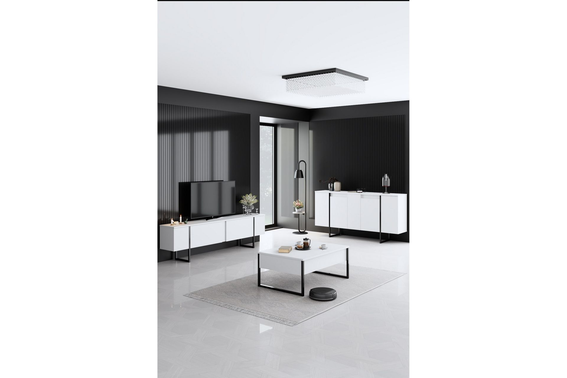 Konsolipöytä Luxe 160 cm - Valkoinen/Musta - Huonekalut - Pöytä & ruokailuryhmä - Apupöytä & sivupöytä - Konsolipöytä