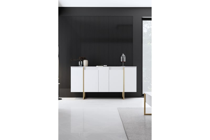 Konsolipöytä Luxe 160 cm - Vit/Kulta - Huonekalut - Pöytä & ruokailuryhmä - Apupöytä & sivupöytä - Konsolipöytä