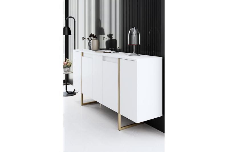 Konsolipöytä Luxe 160 cm - Vit/Kulta - Huonekalut - Pöytä & ruokailuryhmä - Apupöytä & sivupöytä - Konsolipöytä