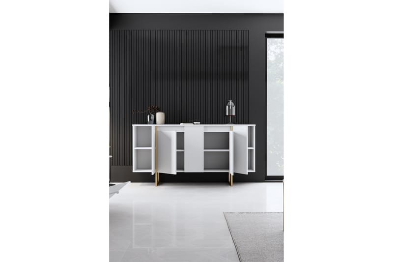 Konsolipöytä Luxe 160 cm - Vit/Kulta - Huonekalut - Pöytä & ruokailuryhmä - Apupöytä & sivupöytä - Konsolipöytä