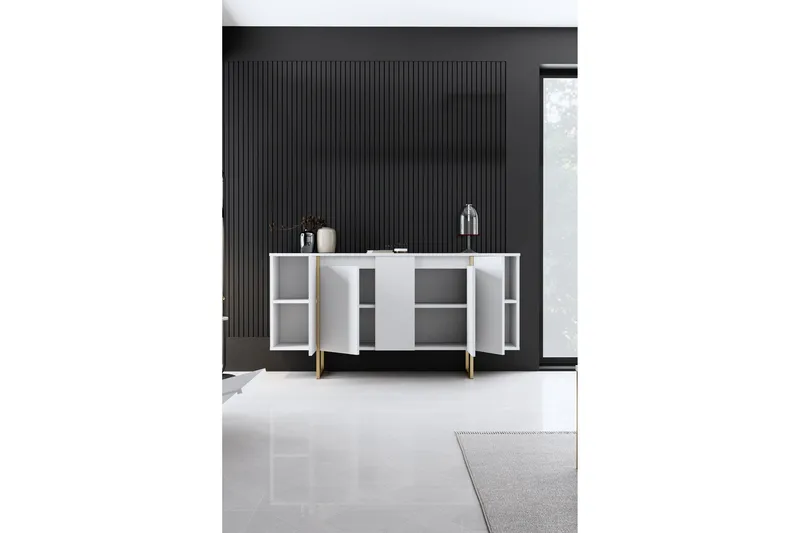 Konsolipöytä Luxe 160 cm - Vit/Kulta - Säilytys - Säilytyskalusteet - Senkki