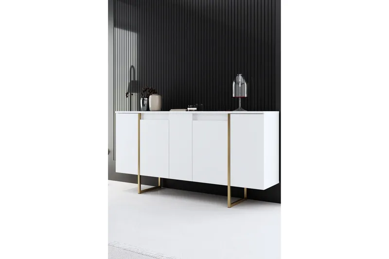 Konsolipöytä Luxe 160 cm, Vit/Kulta